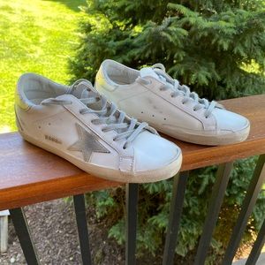 Golden Goose Super-Star sneakers with Metallic silver heel tab/star -Never Worn